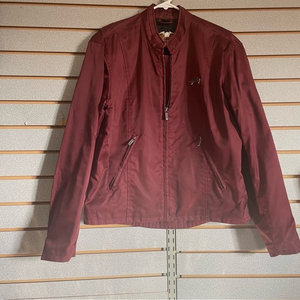Women's HARLEY DAVIDSON MOTORCYCLES Riding Nylon Jacket -‎ Large Burgundy